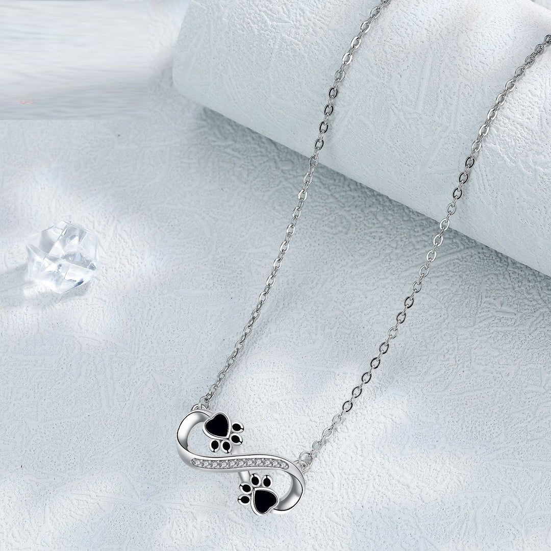 Infinity Pawsavtryck Halsband med Zirkonia Stenar
