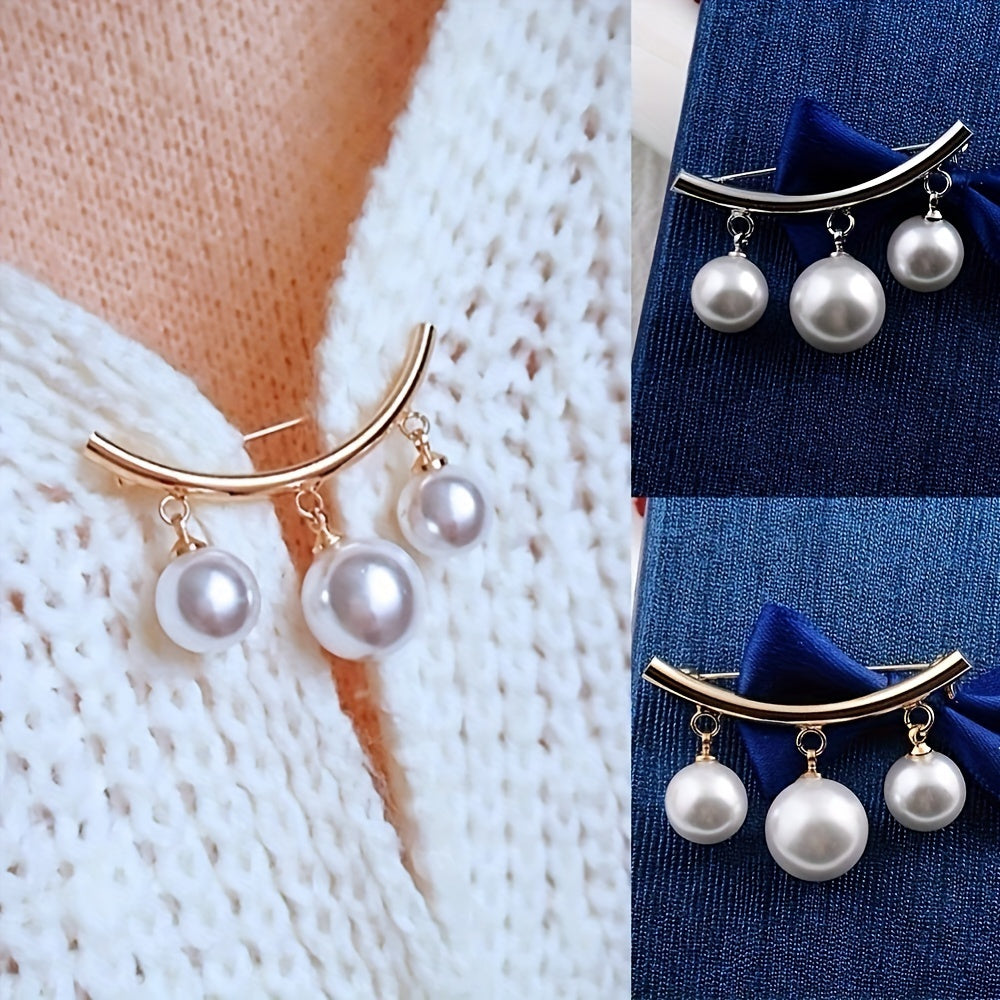 Chic Faux Pearl Brooch