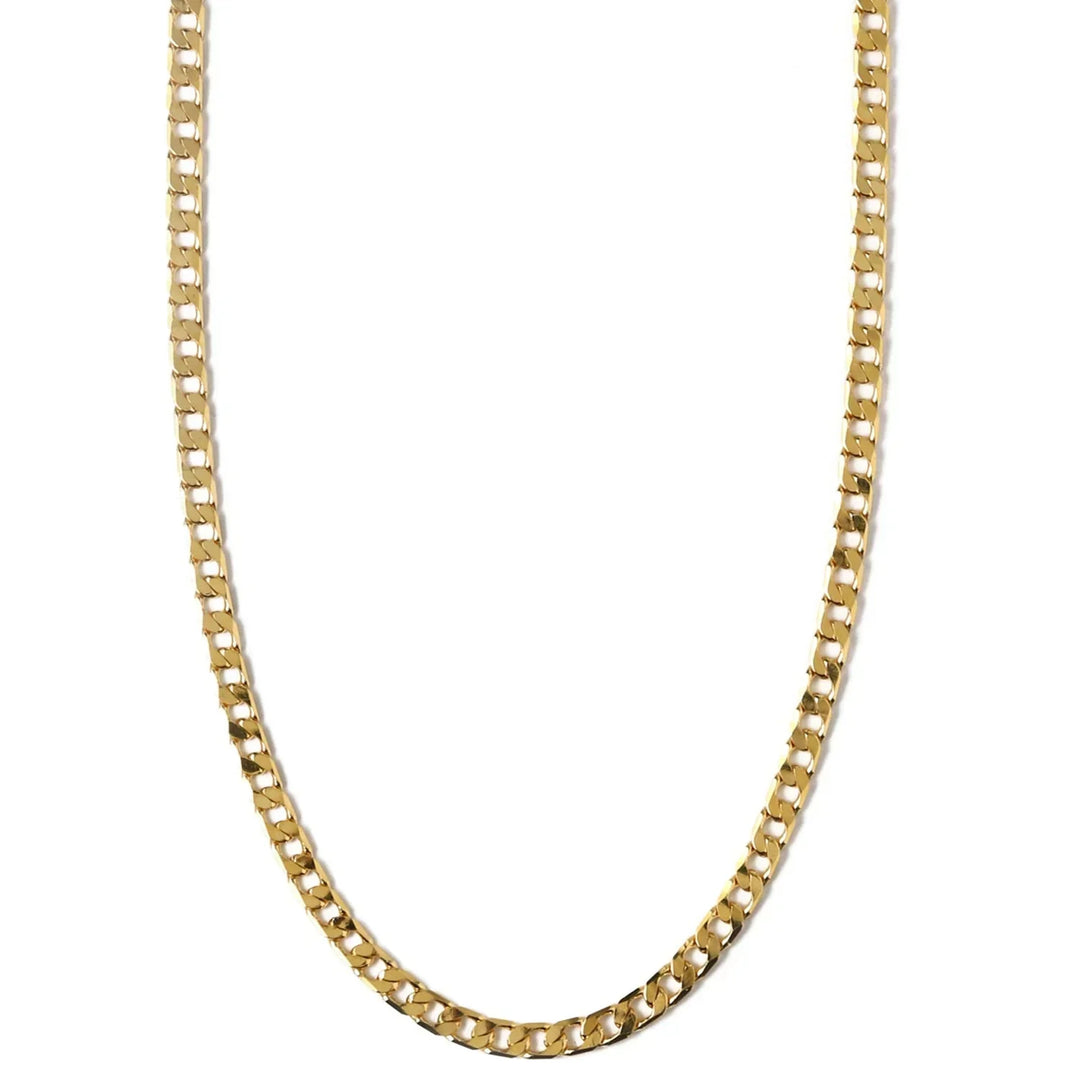 Classic Gold Curb Chain Necklace with Vintage Flat Links