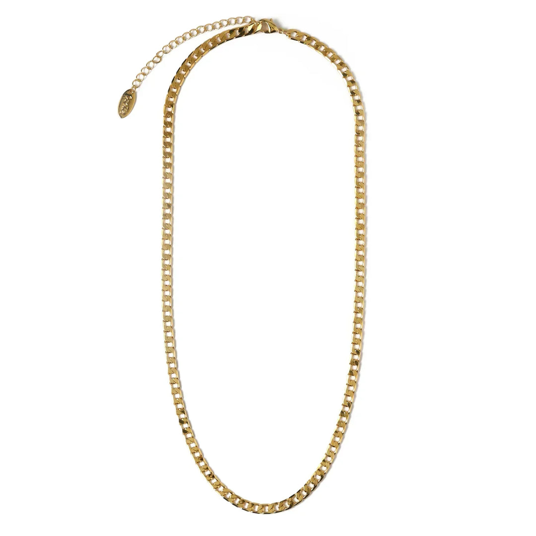 Classic Gold Curb Chain Necklace with Vintage Flat Links