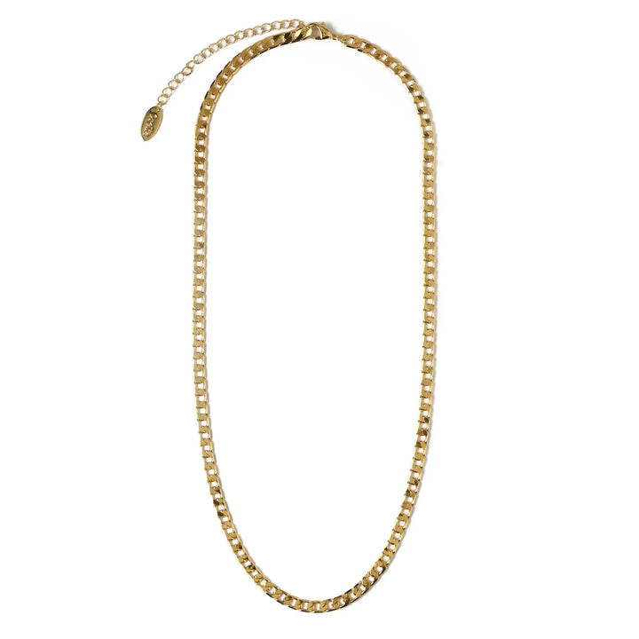 Classic Gold Curb Chain Necklace with Vintage Flat Links
