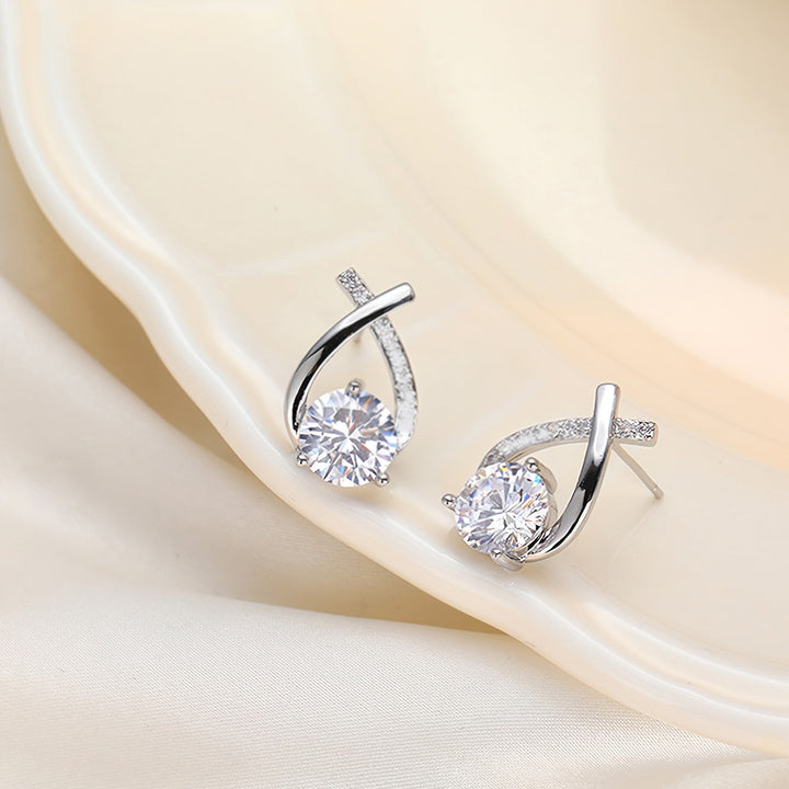 Retro Gold Cross Stud Earrings