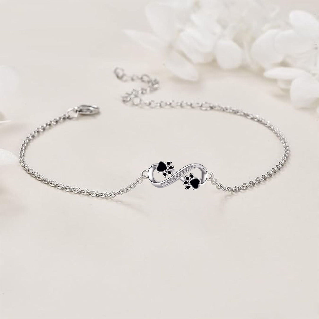 Evig Symbol Hänge Armband med Husdjurs Tass och Zirkonia