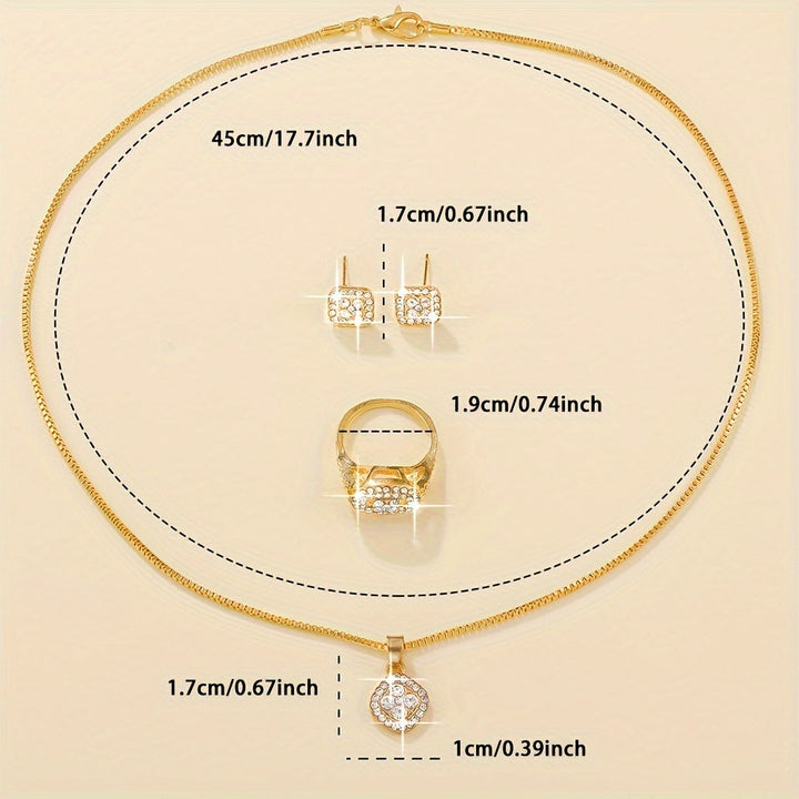 Elegant Fyrdelat Smyckeset med Glasinlägg