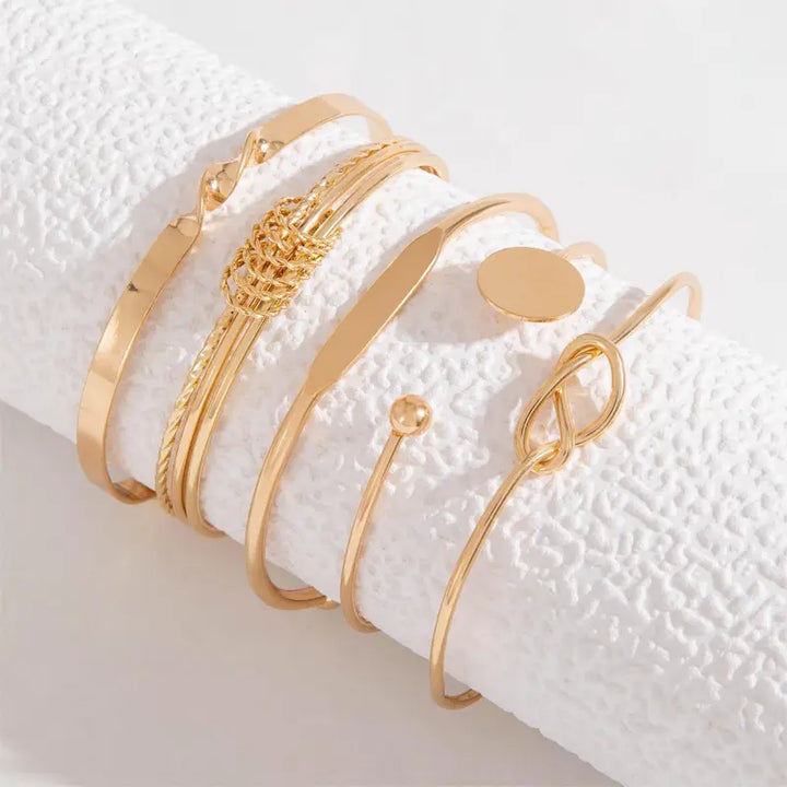 Elegant Knotted Gold Bracelet Set