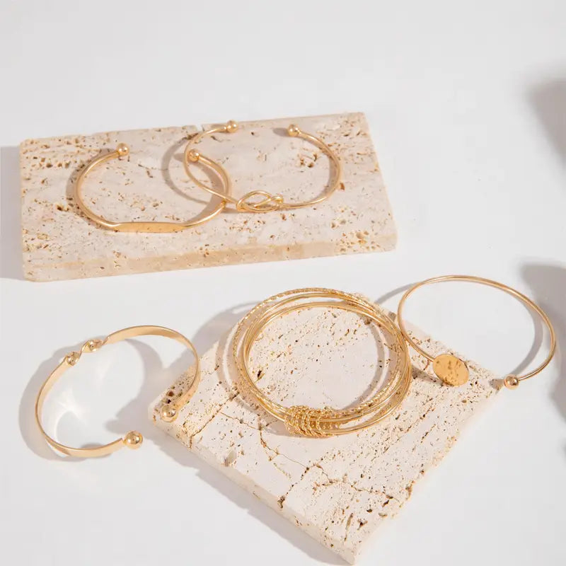 Elegant Knotted Gold Bracelet Set