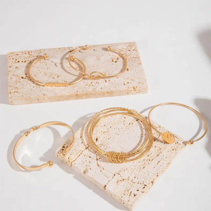 Elegant Knotted Gold Bracelet Set