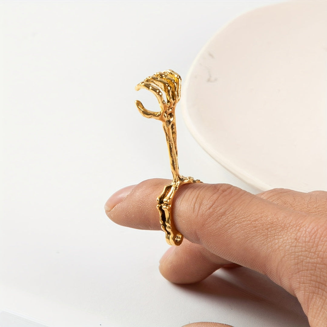 Verstellbarer Ring mit Skelett-Hand-Design