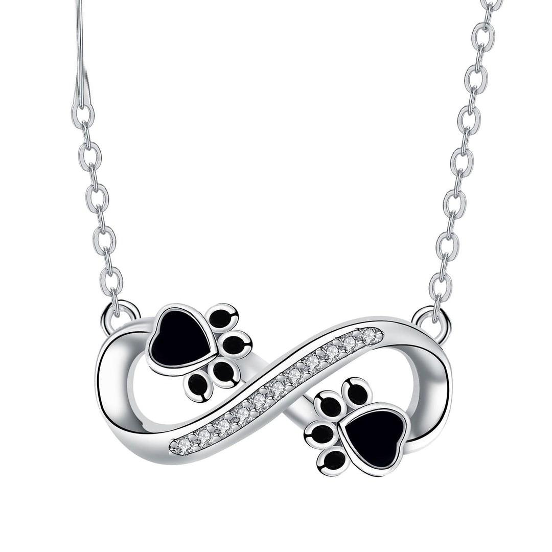 Infinity Pawsavtryck Halsband med Zirkonia Stenar