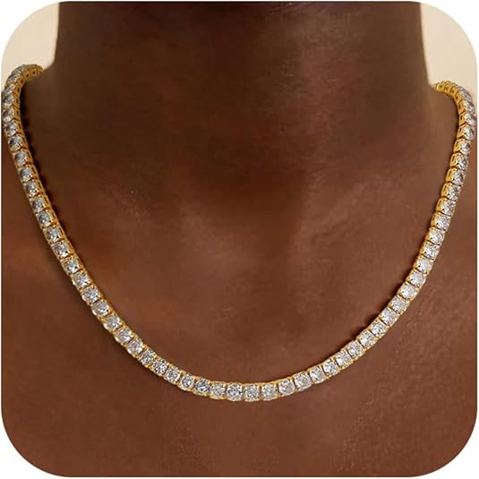 Tidlöst Guld Tennis Halsband" could be rewritten as "Eternal Gold Tennis Necklace.