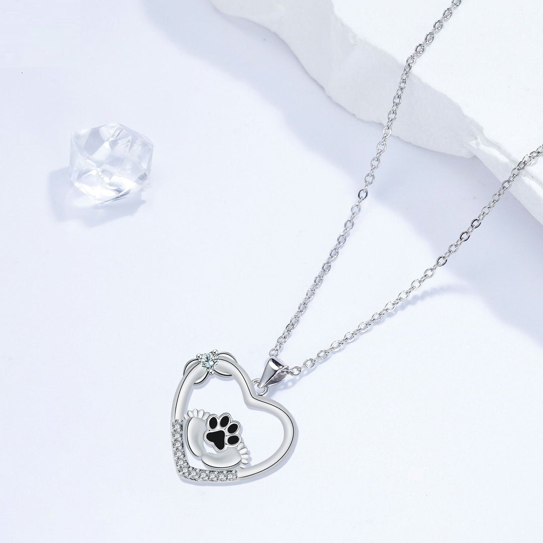 Little Feet Hundtassavtryck Halsband med Zirkonia