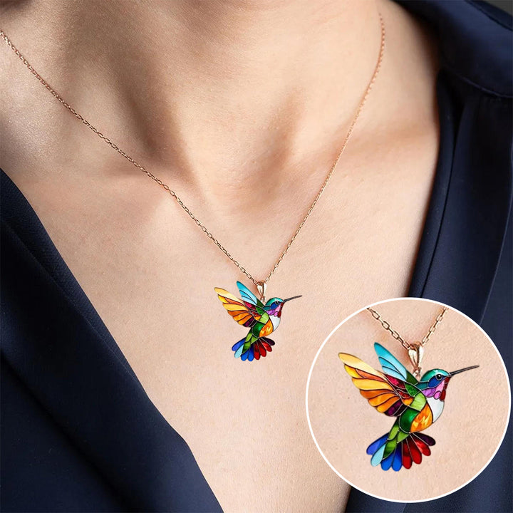 Elegant Kolibri Halsband med Extra Örhängen