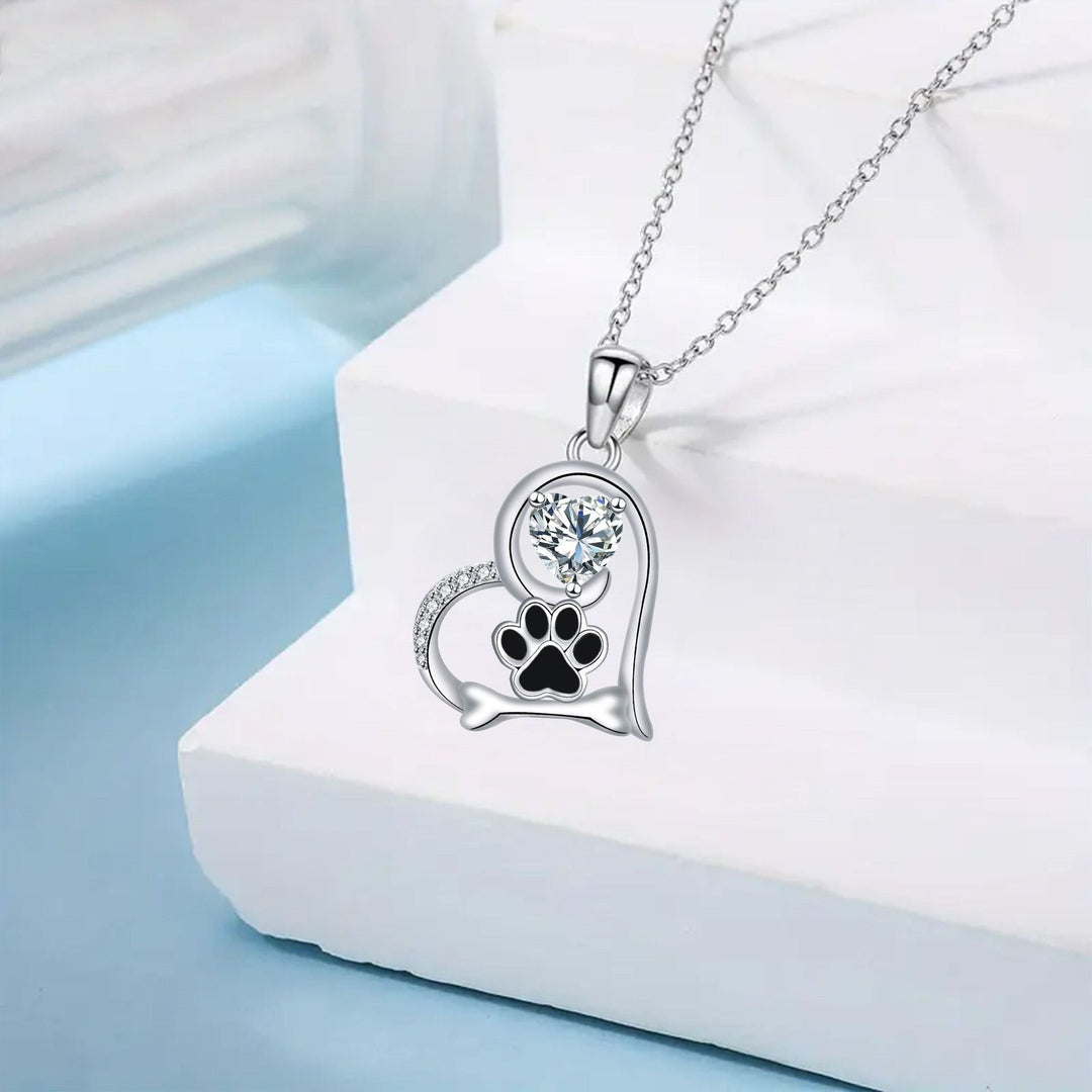 Handgjort Hundtassavtryck och Benhalsband med Zirkonia