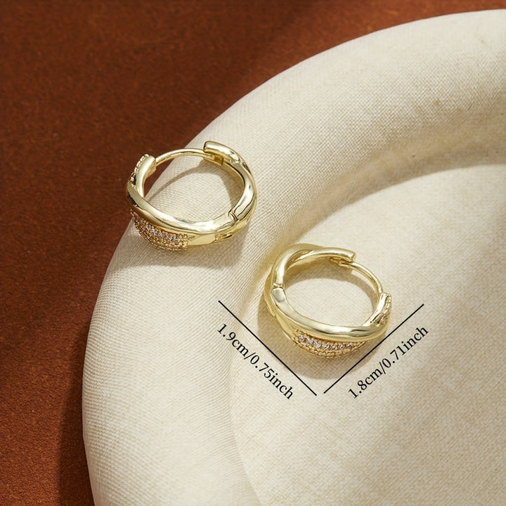 Eleganta koreanska guldpläterade hoopörhängen