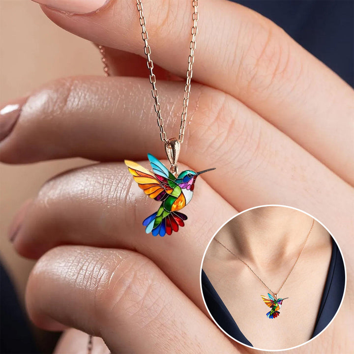 Elegant Kolibri Halsband med Extra Örhängen
