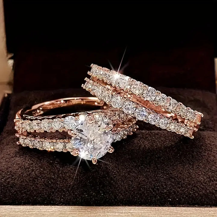 Chic Evig Strålande Gold Ring Set