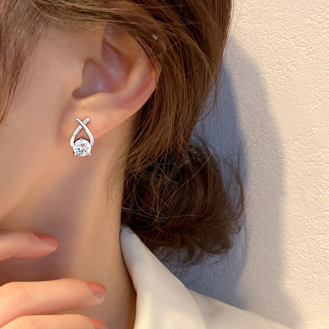 Retro Gold Cross Stud Earrings