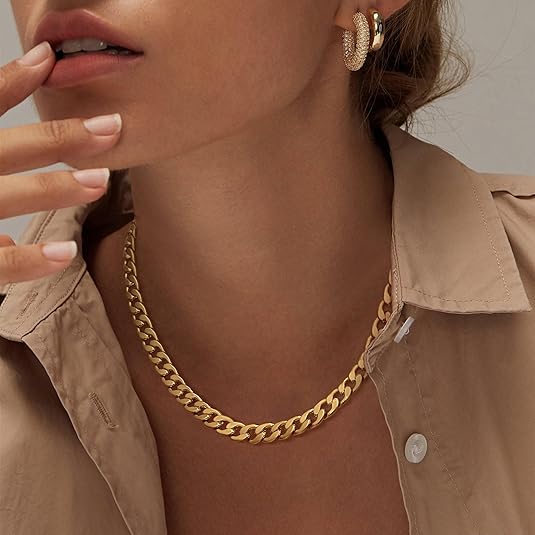 Elegant Chunky Gold Cuban Link Necklace
