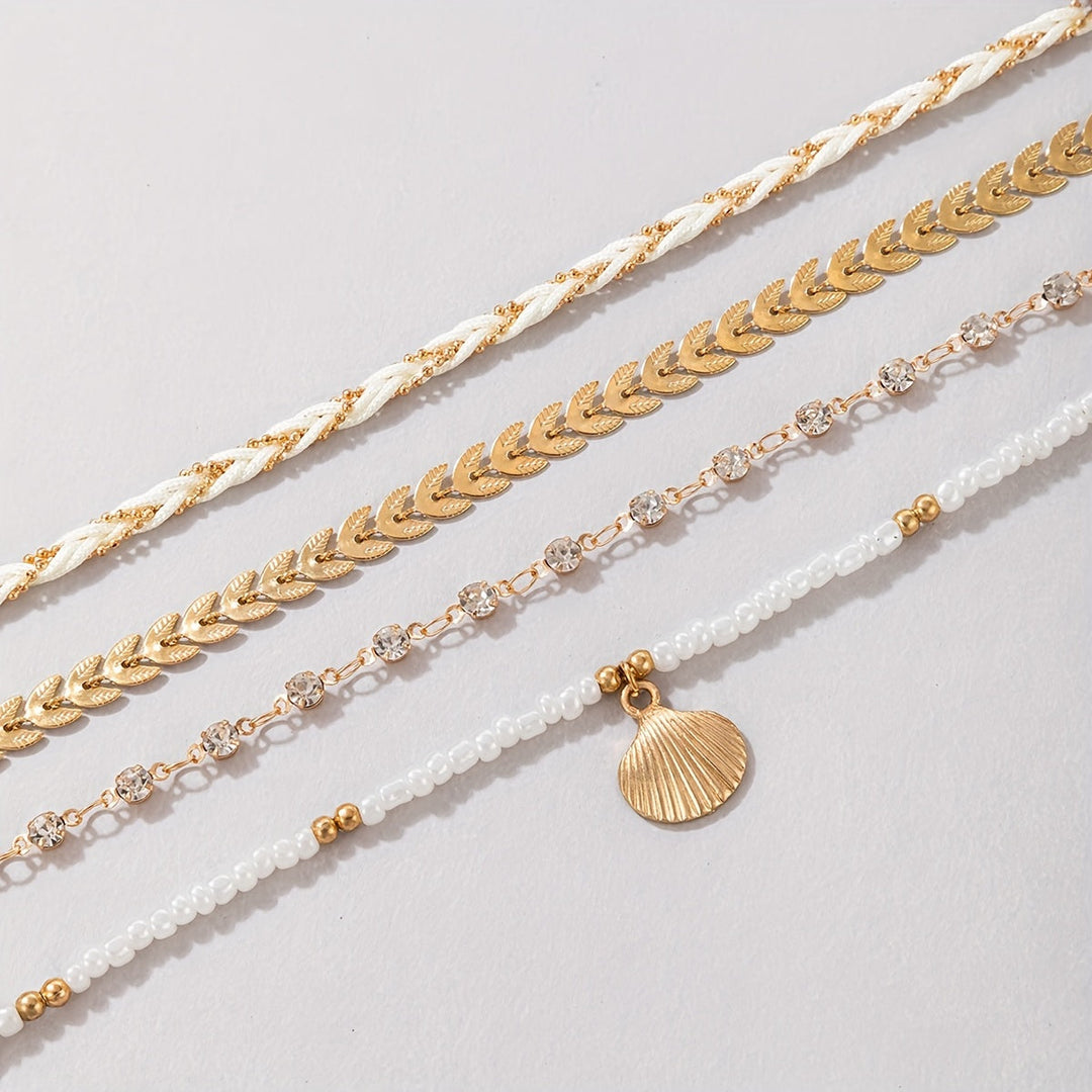 Elegant Snäcka och Flätat Armband Set