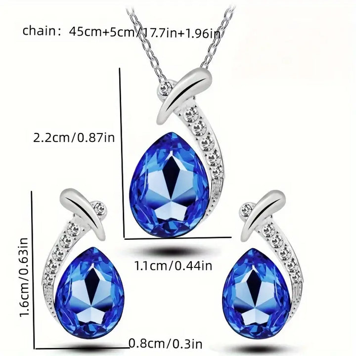 Ocean Blue Sapphire Silver Jewelry Set