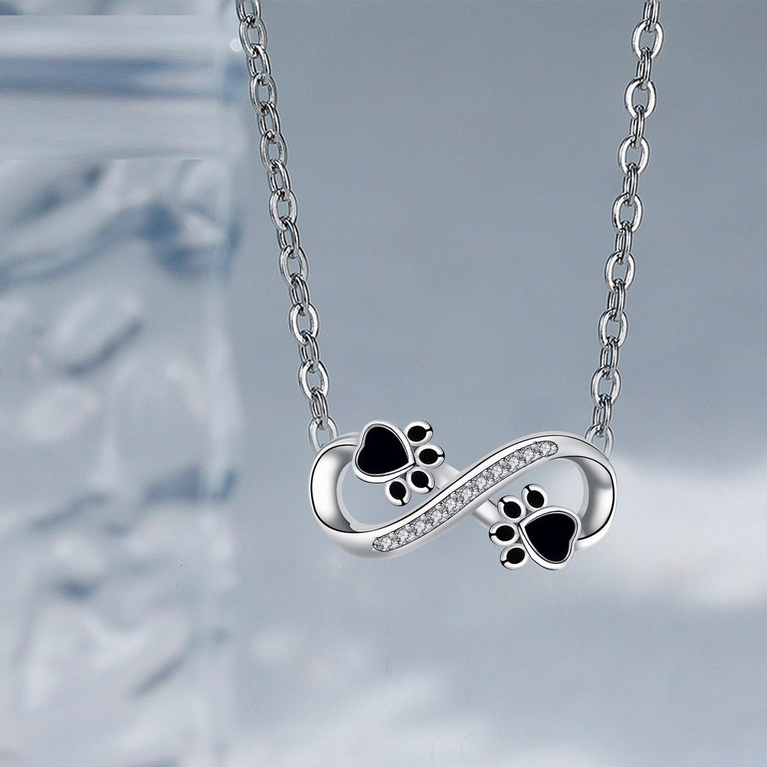 Infinity Pawsavtryck Halsband med Zirkonia Stenar