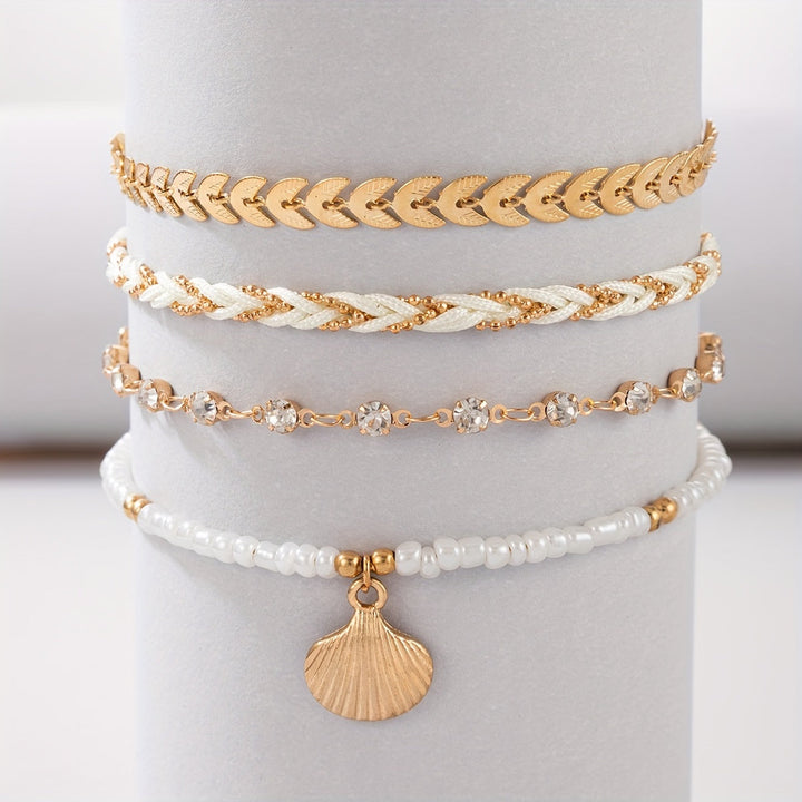 Elegant Snäcka och Flätat Armband Set