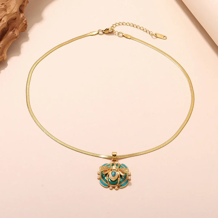 Elegant Gold and Turquoise Double Pendant Necklace