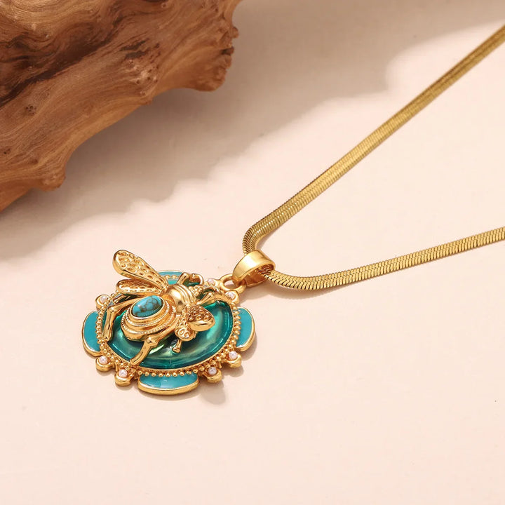 Elegant Gold and Turquoise Double Pendant Necklace