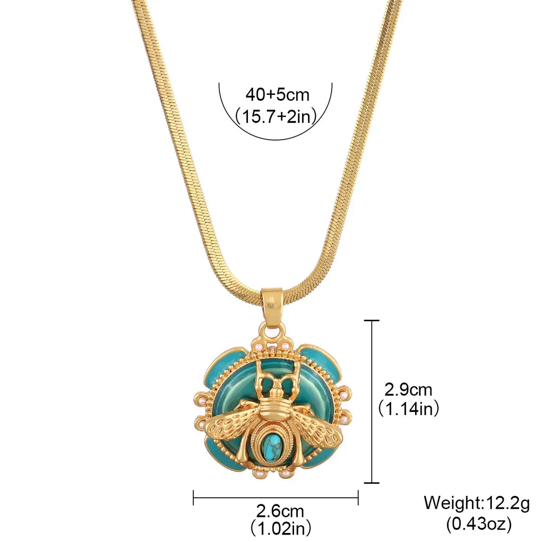 Elegant Gold and Turquoise Double Pendant Necklace