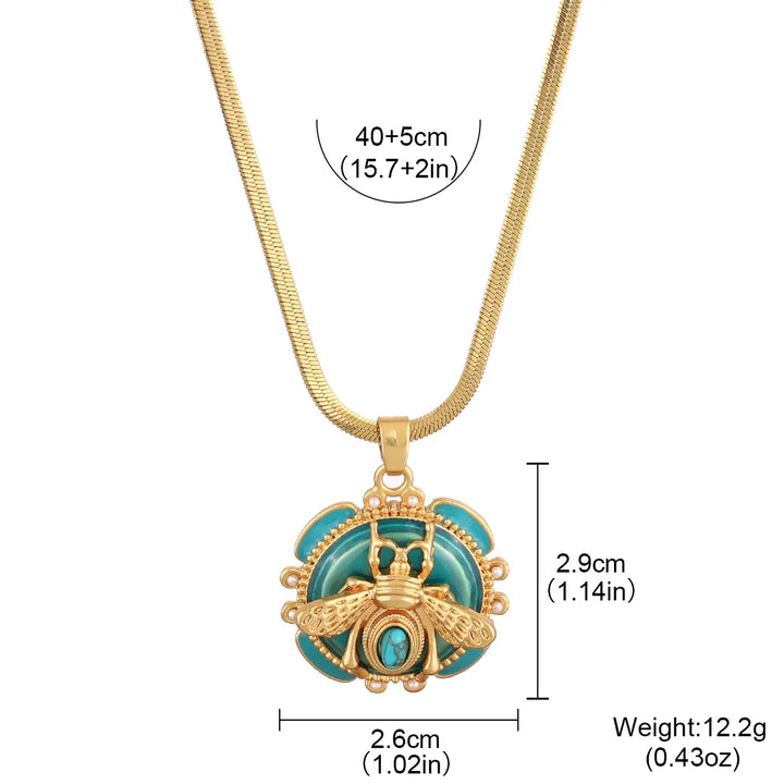 Elegant Gold and Turquoise Double Pendant Necklace