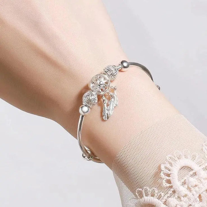 Silver Dreamcatcher Charm Bangle Bracelet