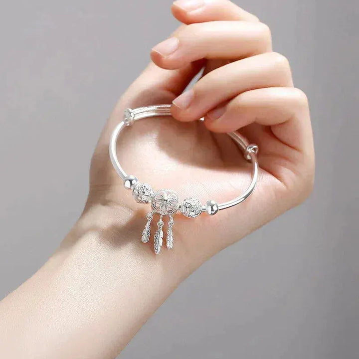 Silver Dreamcatcher Charm Bangle Bracelet