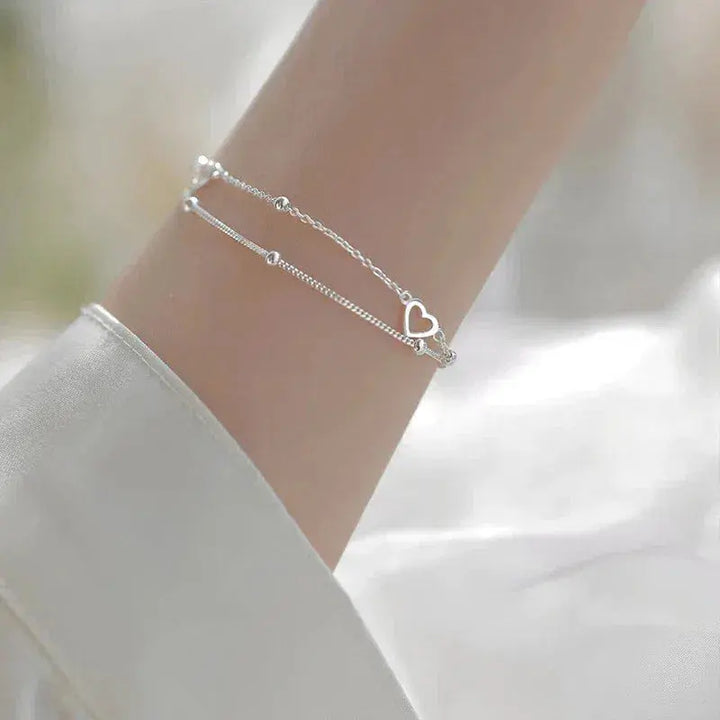 Justerbart Silverhjärtarmband