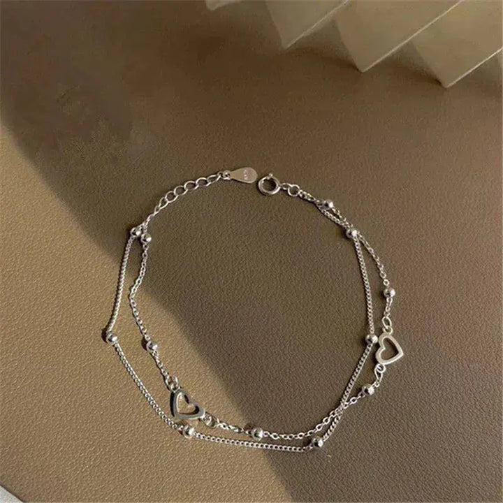 Justerbart Silverhjärtarmband
