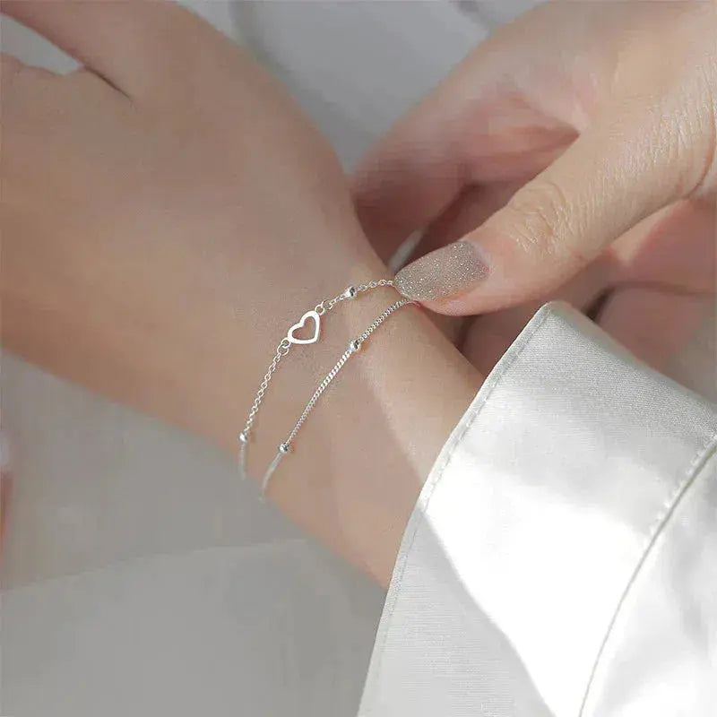 Justerbart Silverhjärtarmband