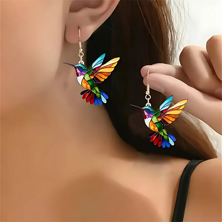 Elegant Kolibri Halsband med Extra Örhängen