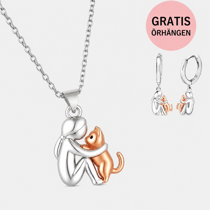 Katt Kram Hängande Halsband med Extra Örhängen