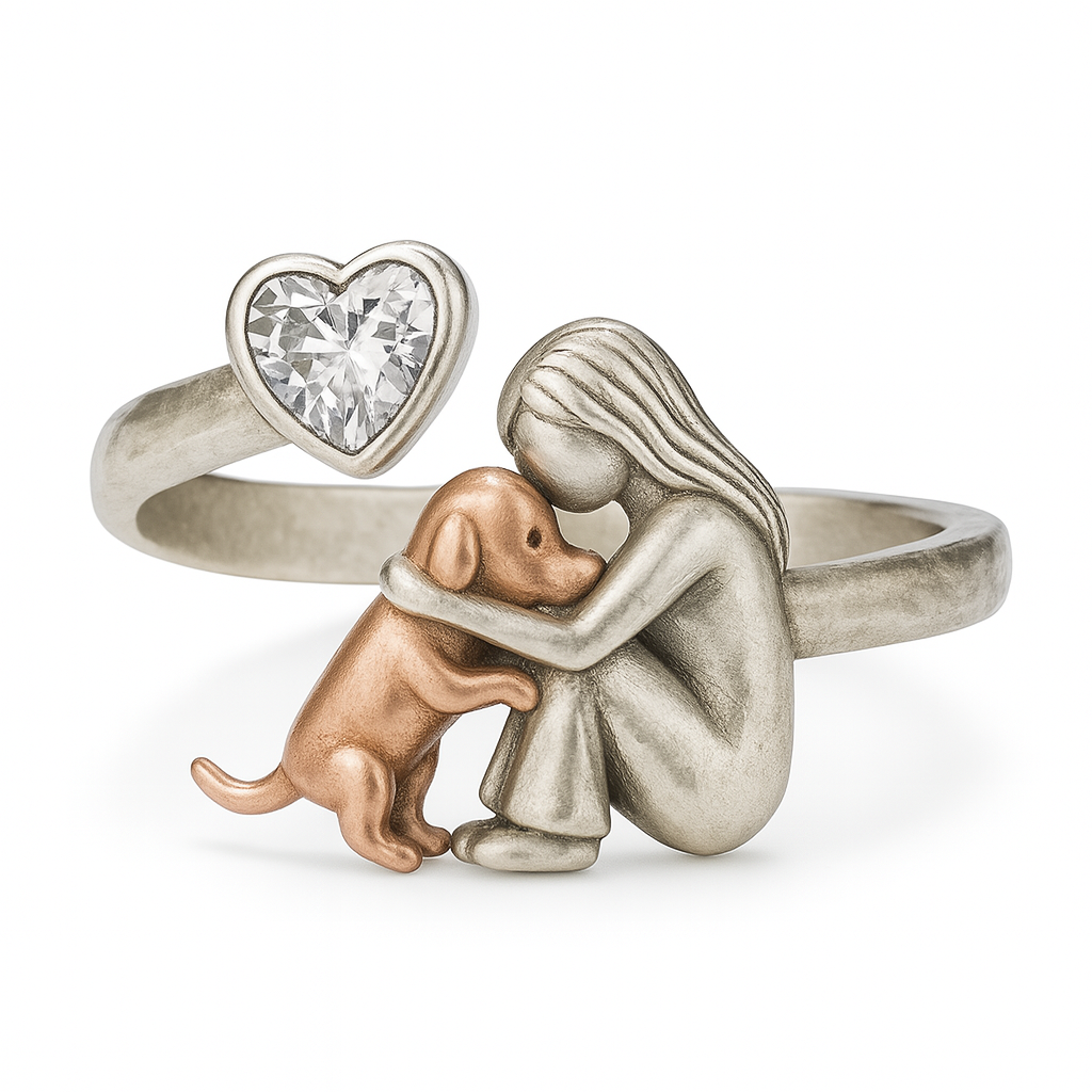 Hjärta-formad zirkonia silverring – Justerbar design