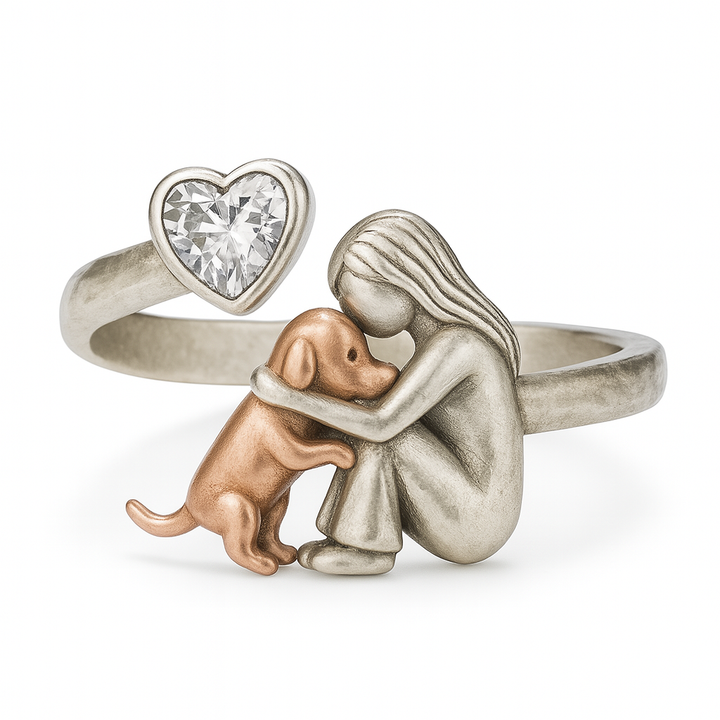 Hjärta-formad zirkonia silverring – Justerbar design