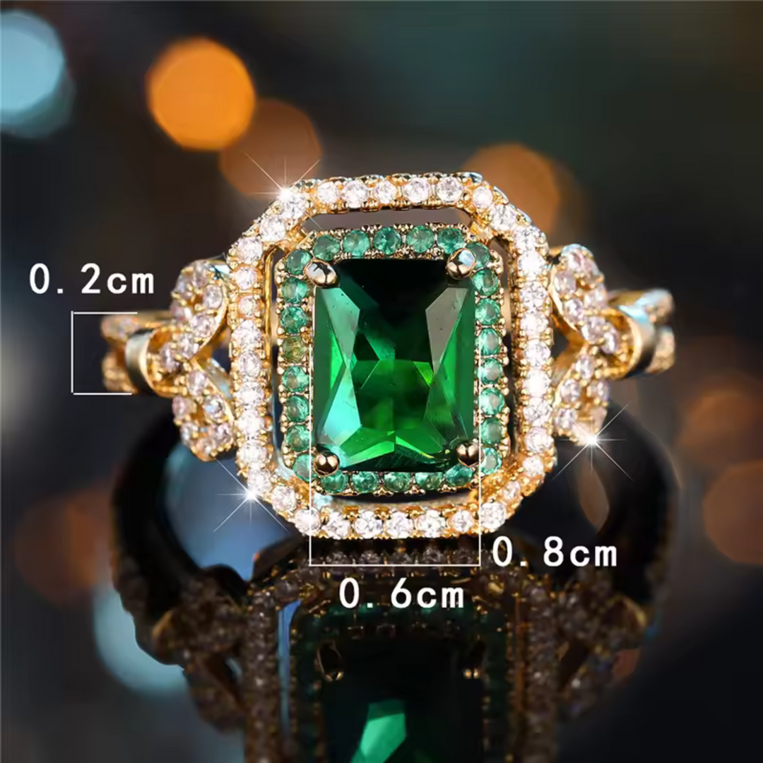Elegant Gyllene Ring med Smaragdsten