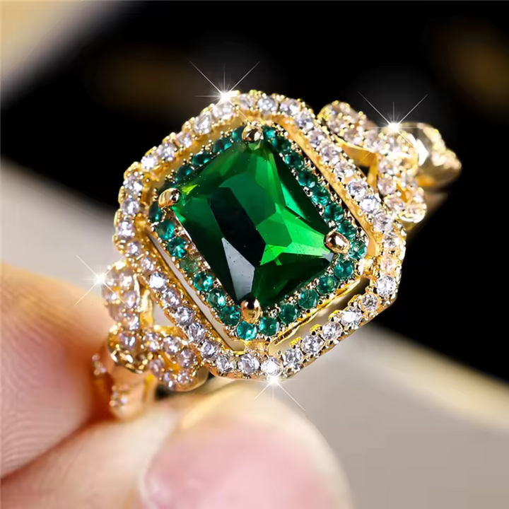 Elegant Gyllene Ring med Smaragdsten