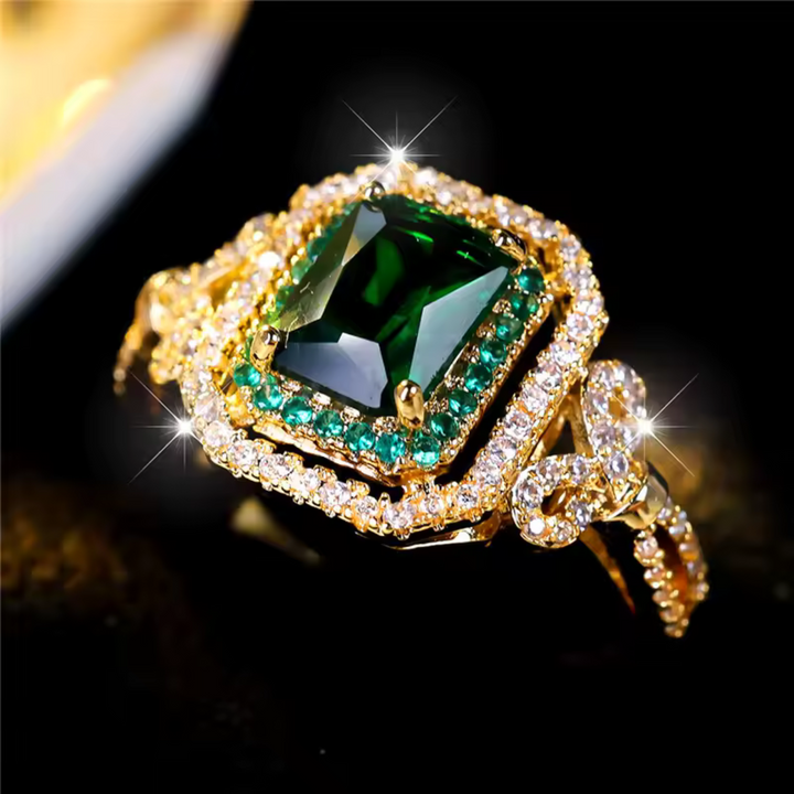 Elegant Gyllene Ring med Smaragdsten