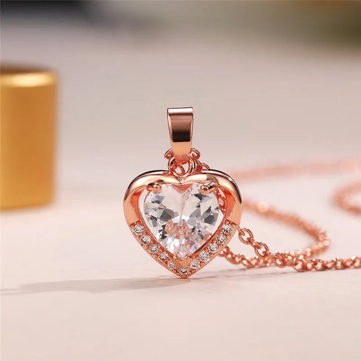Tidlös Hjärformad Zirkoniahalsband