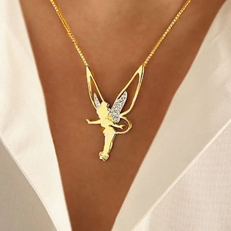 Elegant Gold Fairy Charm Necklace