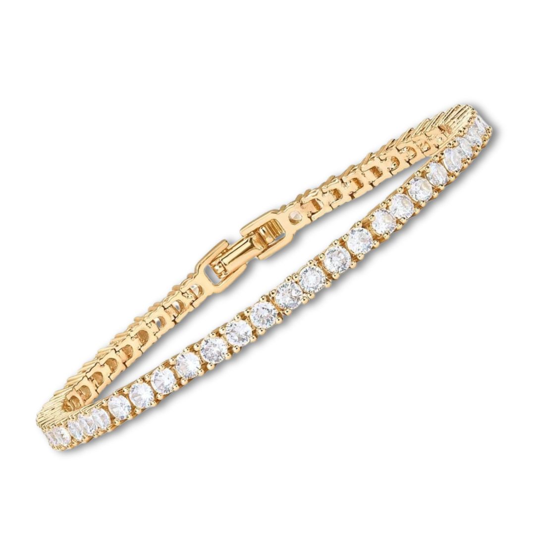 "Tidlös Guld Klassisk Tennisarmband" could be rewritten as "Klassiskt Tennisarmband i Tidlöst Guld".