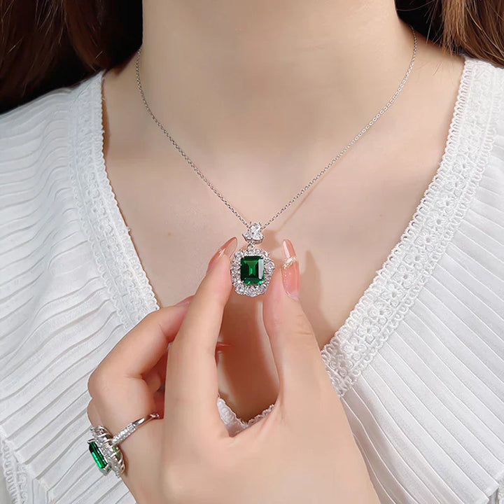 Chic Silver Gemstone Pendant Necklace
