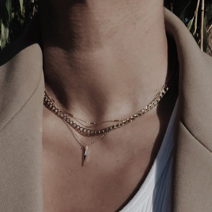 Classic Gold Curb Chain Necklace with Vintage Flat Links