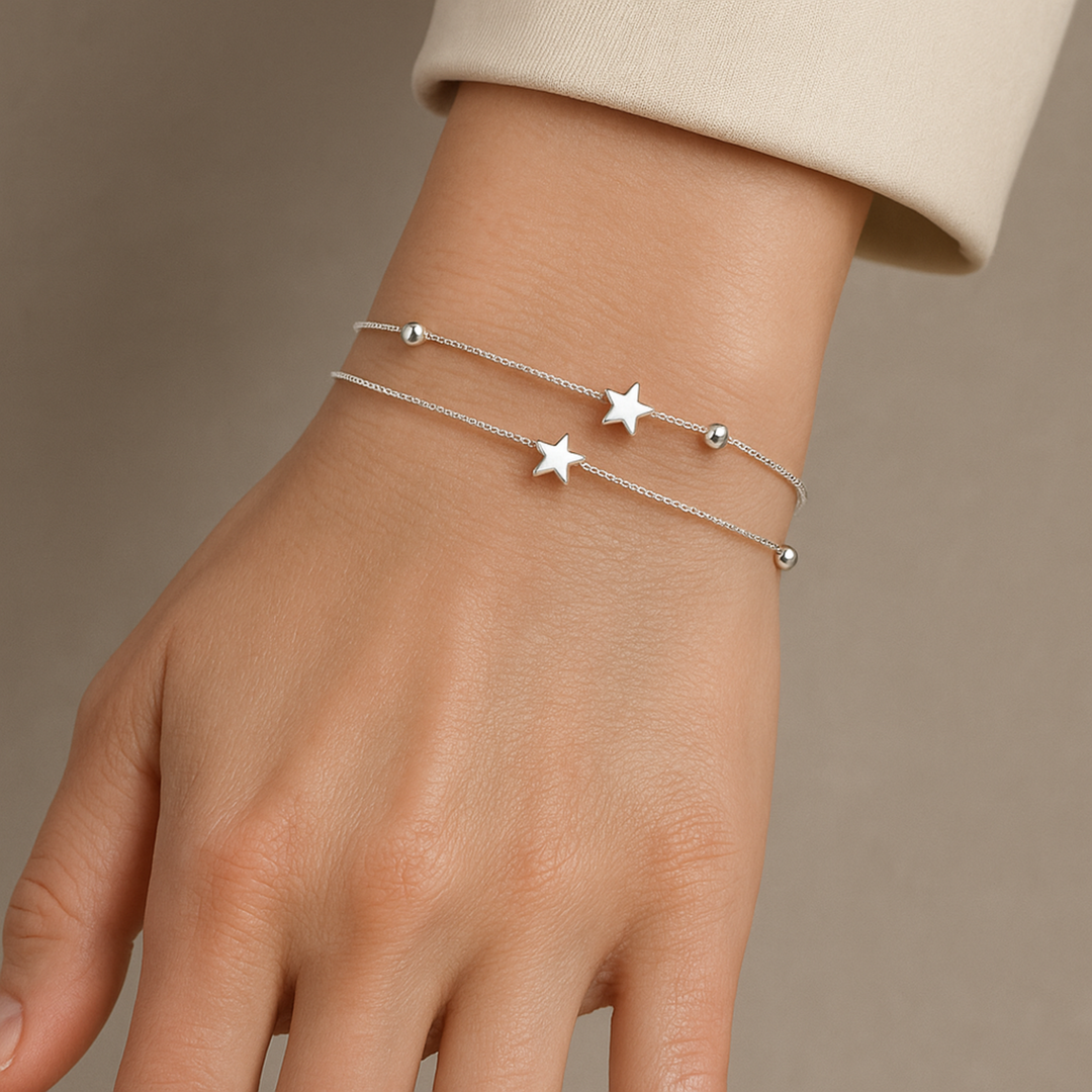 Chic Silver Star-Studded Bracelet