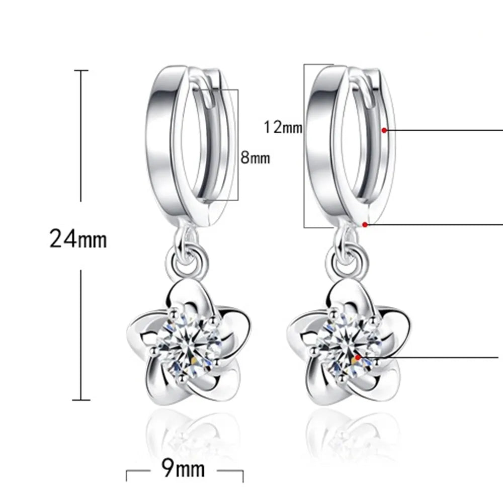Sterling Silver Lila och Vita Zirkon Örhängen