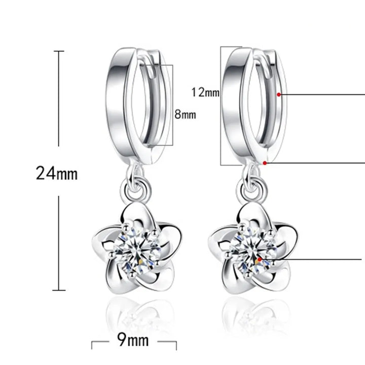 Sterling Silver Lila och Vita Zirkon Örhängen